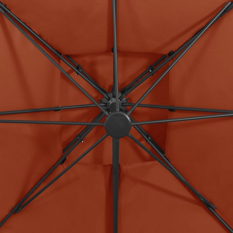Parasol wiszący z podwójną czaszą, 300x300 cm, terakota