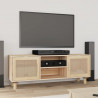 Stolik pod TV, brązowy, 105x30x40 cm, drewno sosnowe i rattan