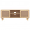 Stolik pod TV, brązowy, 105x30x40 cm, drewno sosnowe i rattan
