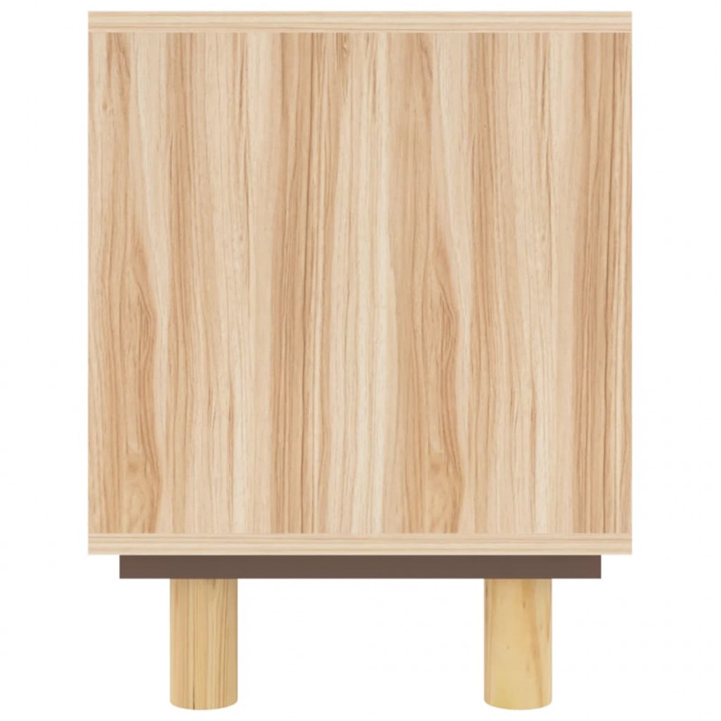 Stolik pod TV, brązowy, 105x30x40 cm, drewno sosnowe i rattan