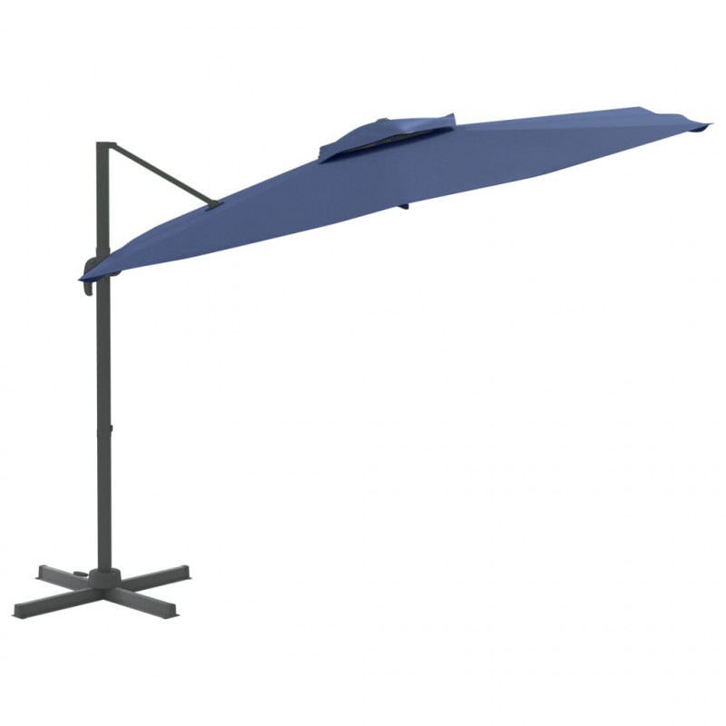 Wiszący parasol z podwójną czaszą, lazurowy, 300x300 cm