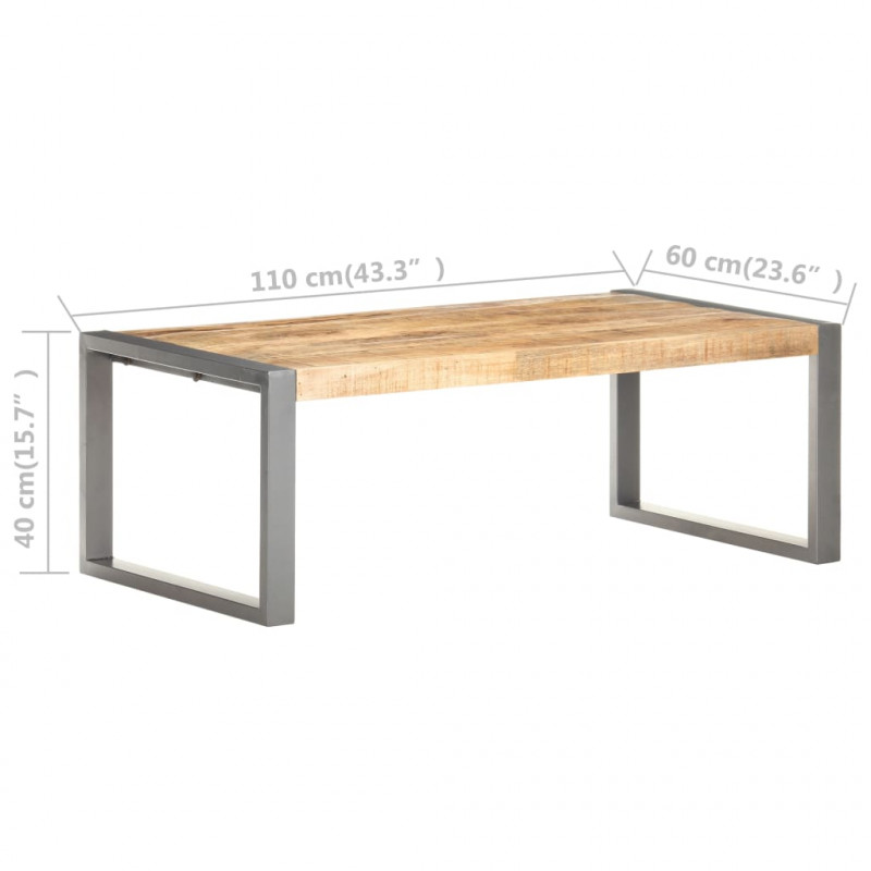 Stolik kawowy, 110x60x40 cm, surowe drewno mango