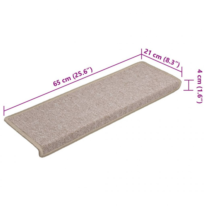 Nakładki na schody, 15 szt., 65x21x4 cm, taupe