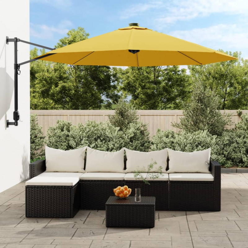 Ścienny parasol ogrodowy, żółty, 290 cm