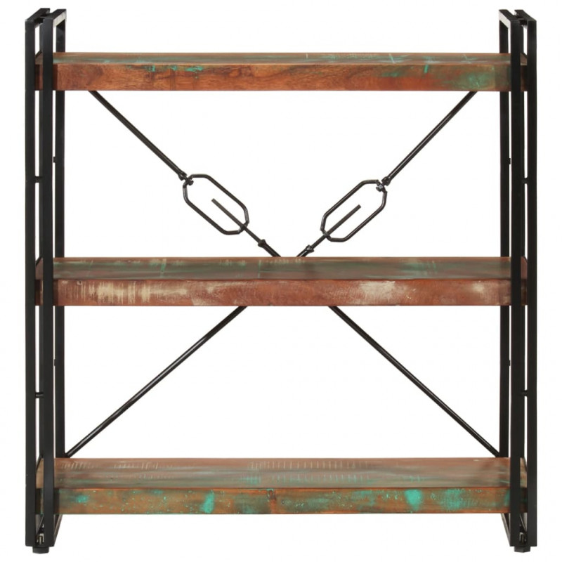 3-poziomowy regał na książki 77x30x80cm drewno odzyskane/żelazo