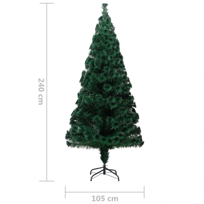 Sztuczna choinka ze stojakiem, zielona, 240 cm, światłowód