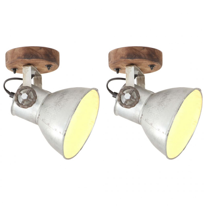 Industrialne lampy ścienne/sufitowe 2 szt. srebrne 20x25 cm E27