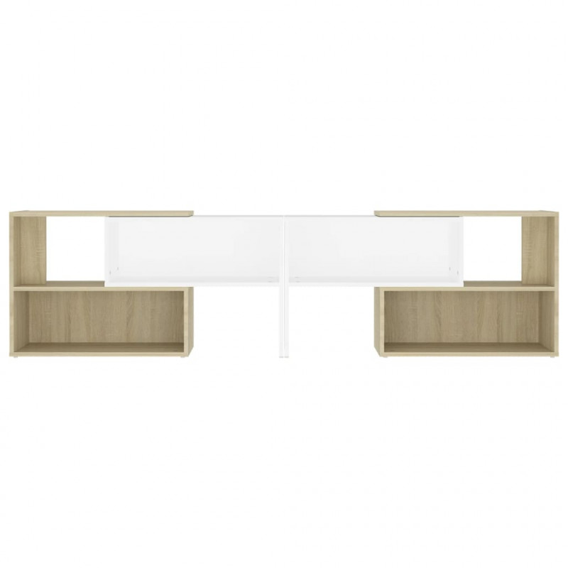 Szafka pod TV, biel i dąb sonoma, 149x30x52 cm