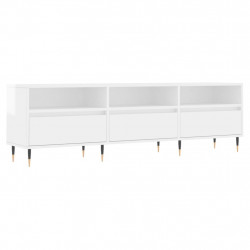 Szafka pod TV, wysoki połysk, biała, 150x30x44,5 cm