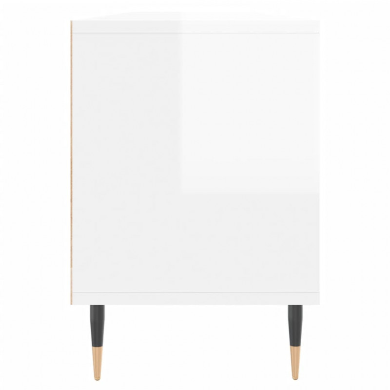 Szafka pod TV, wysoki połysk, biała, 150x30x44,5 cm