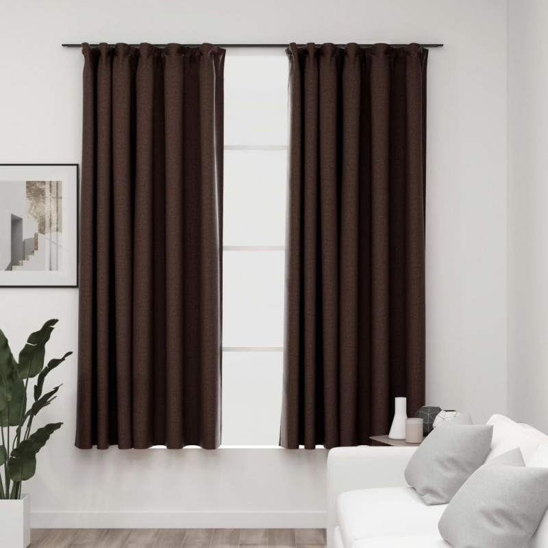 Zasłony stylizowane na lniane, 2 szt., taupe, 140x175 cm
