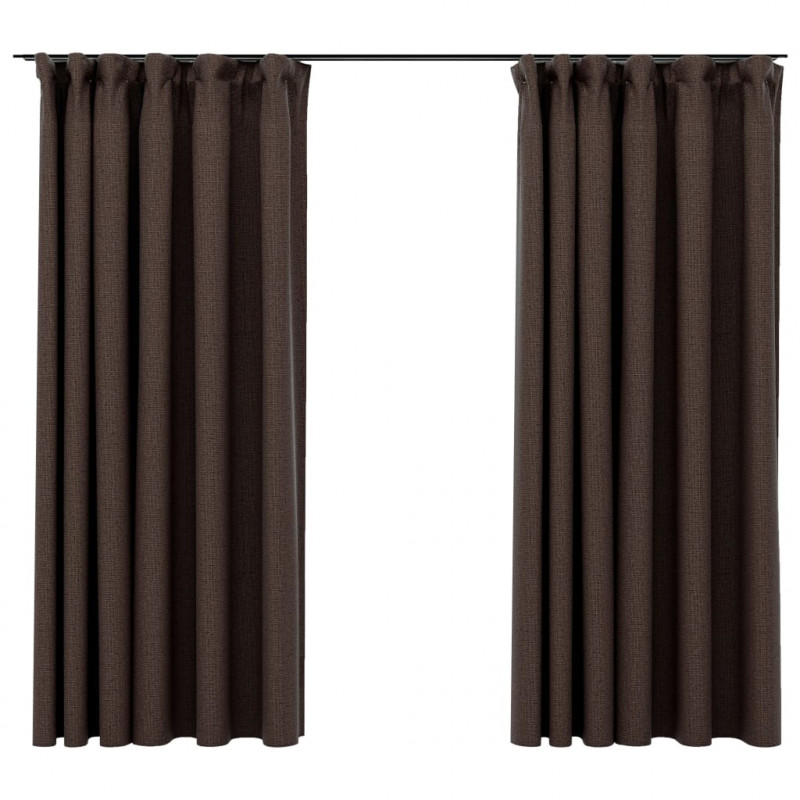 Zasłony stylizowane na lniane, 2 szt., taupe, 140x175 cm