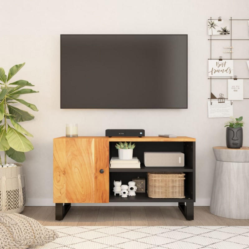 Szafka RTV, 80x33x46 cm, akacja i materiał drewnopochodny