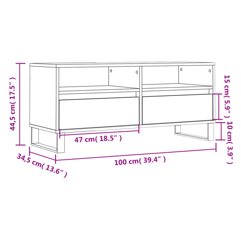 Szafka pod TV, szarość betonu, 100x34,5x44,5 cm