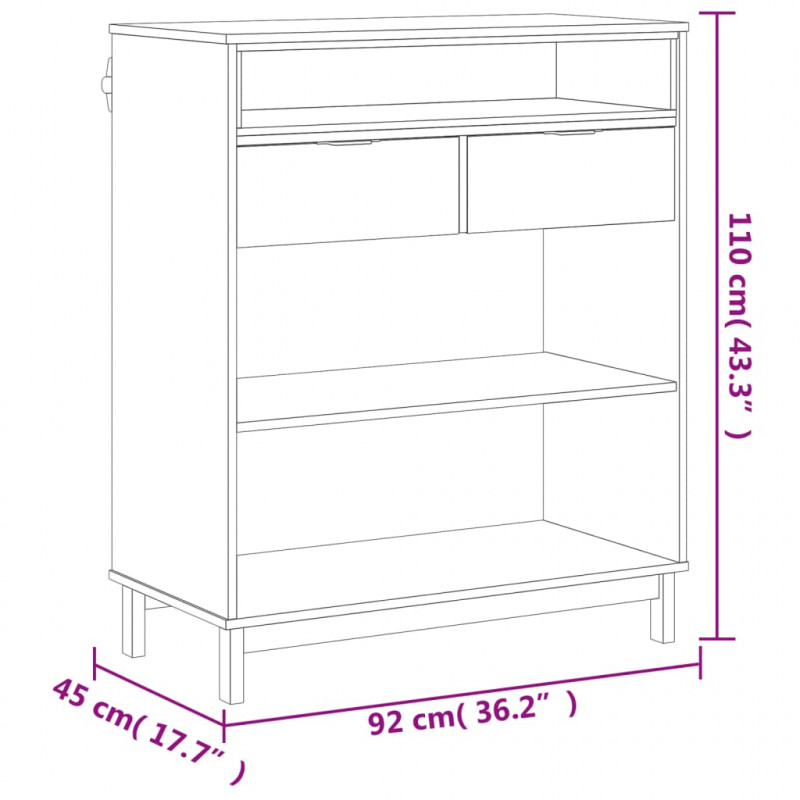 Stolik barowy FLAM, 92x45x110 cm, lite drewno sosnowe
