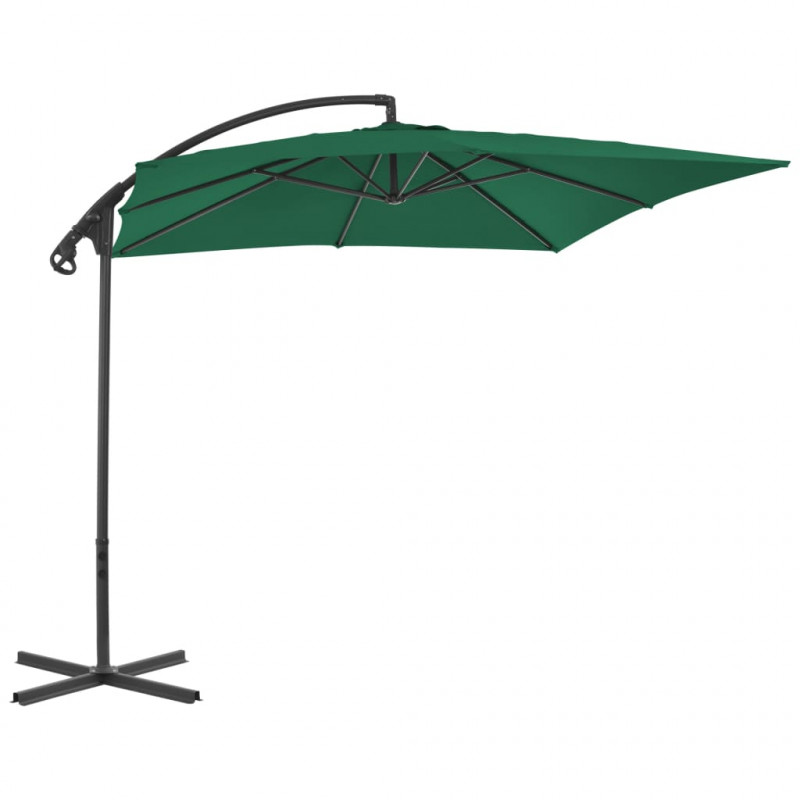 Parasol wiszący ze stalowym słupkiem, 250x250 cm, zielony