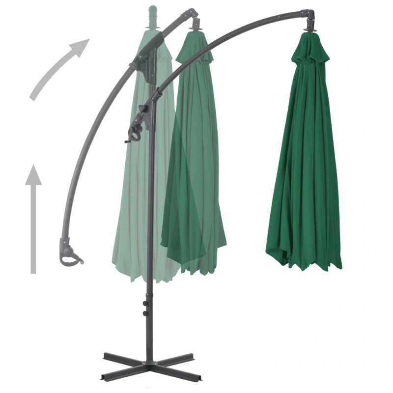 Parasol wiszący ze stalowym słupkiem, 250x250 cm, zielony