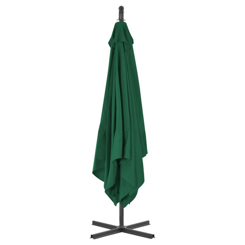 Parasol wiszący ze stalowym słupkiem, 250x250 cm, zielony