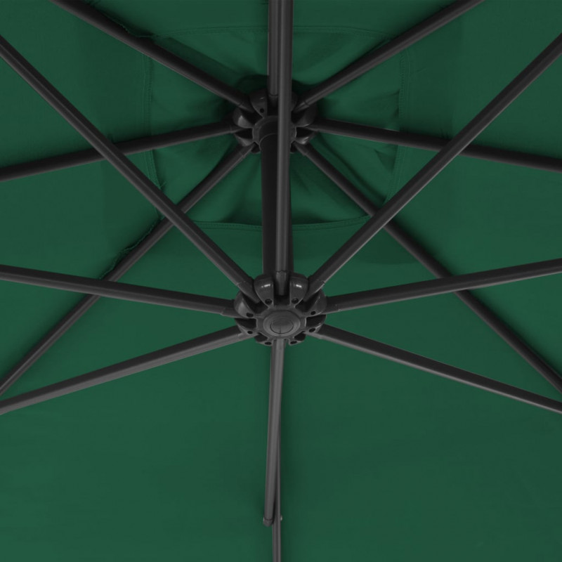 Parasol wiszący ze stalowym słupkiem, 250x250 cm, zielony