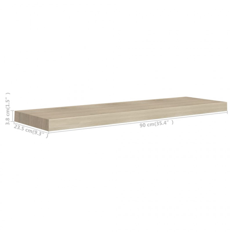 Półka ścienna, kolor dębowy, 90x23,5x3,8 cm, MDF