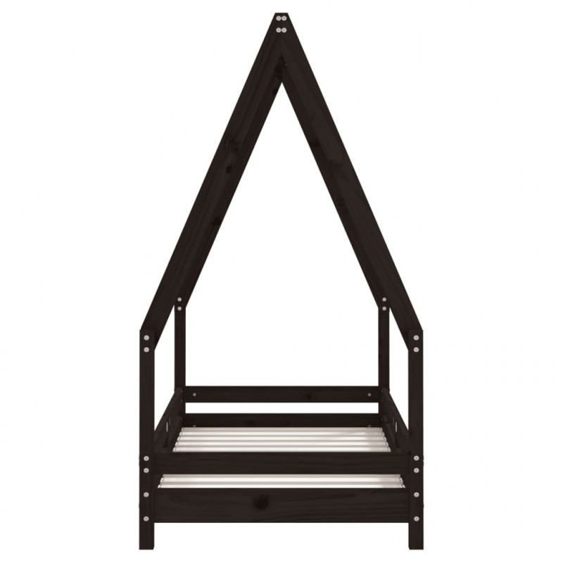 Rama łóżka dziecięcego, czarna, 70x140 cm, drewno sosnowe