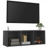 Szafka pod TV, szara na wysoki połysk, 107x35x37 cm