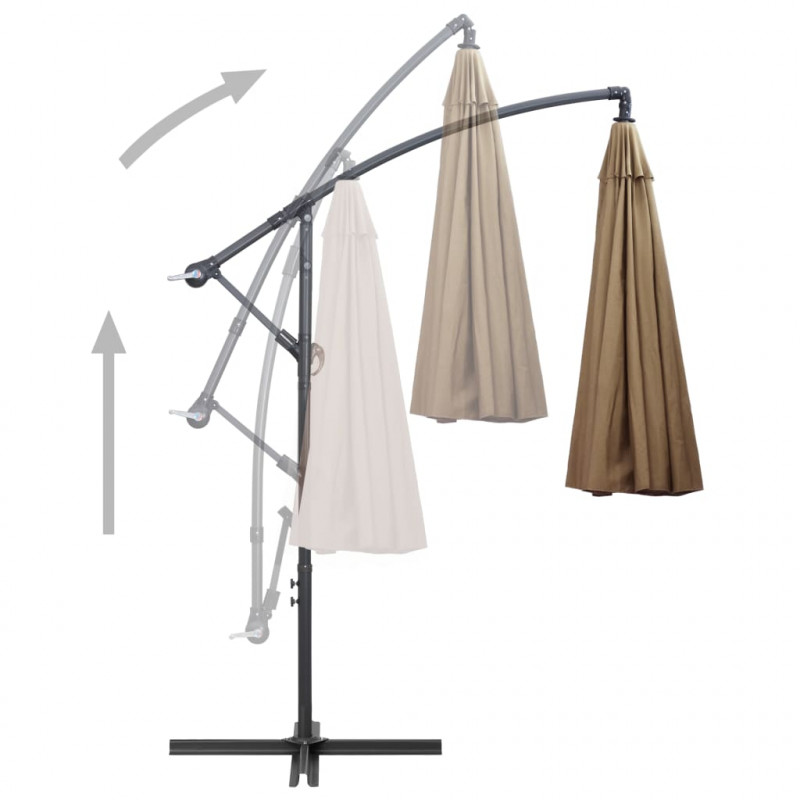 Wiszący parasol ogrodowy, taupe, 3 m, słupek aluminiowy