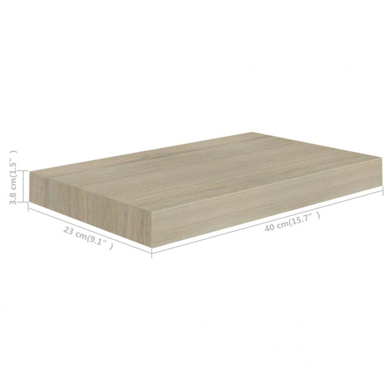 Półka ścienna, kolor dębowy, 40x23x3,8 cm, MDF