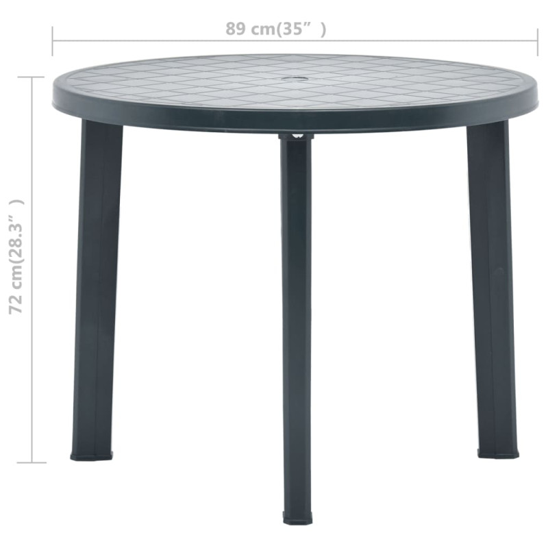 Stolik ogrodowy, zielony, 89 cm, plastikowy
