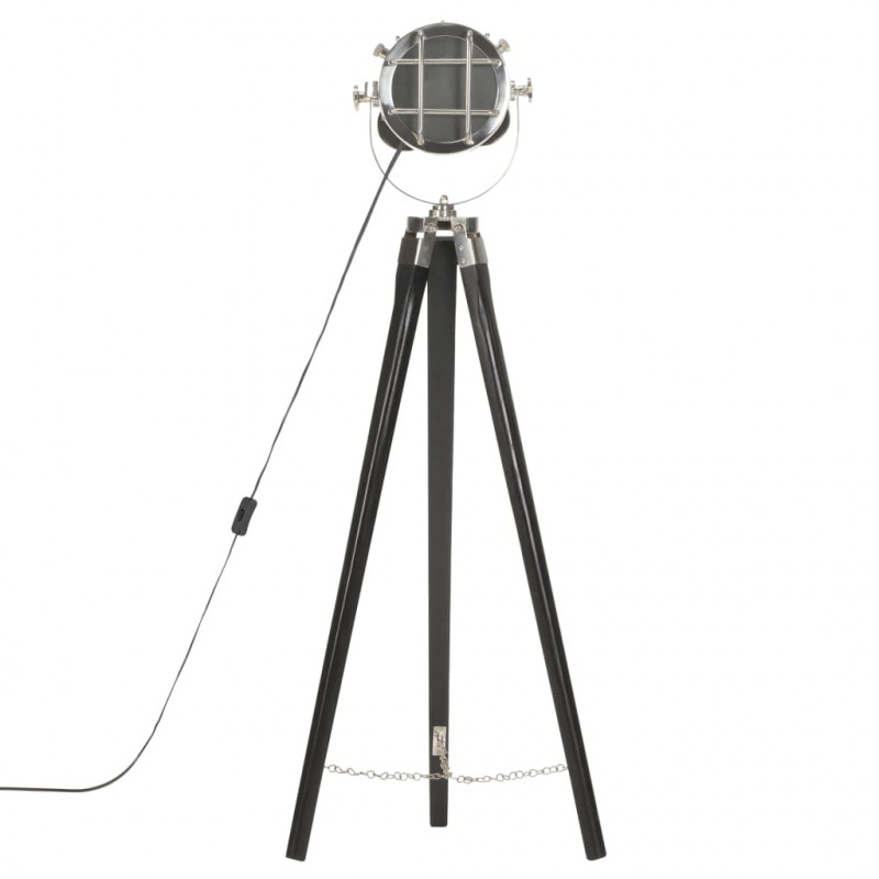 Lampa podłogowa na trójnogu, czarna, lite drewno mango, 97 cm