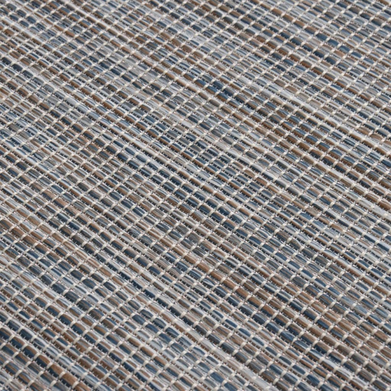 Dywan zewnętrzny o płaskim splocie 140x200cm, brązowo-niebieski
