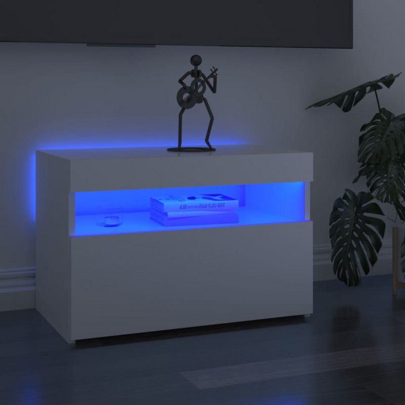 Szafki TV z LED, 2 szt., wysoki połysk, białe, 60x35x40 cm