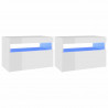 Szafki TV z LED, 2 szt., wysoki połysk, białe, 60x35x40 cm