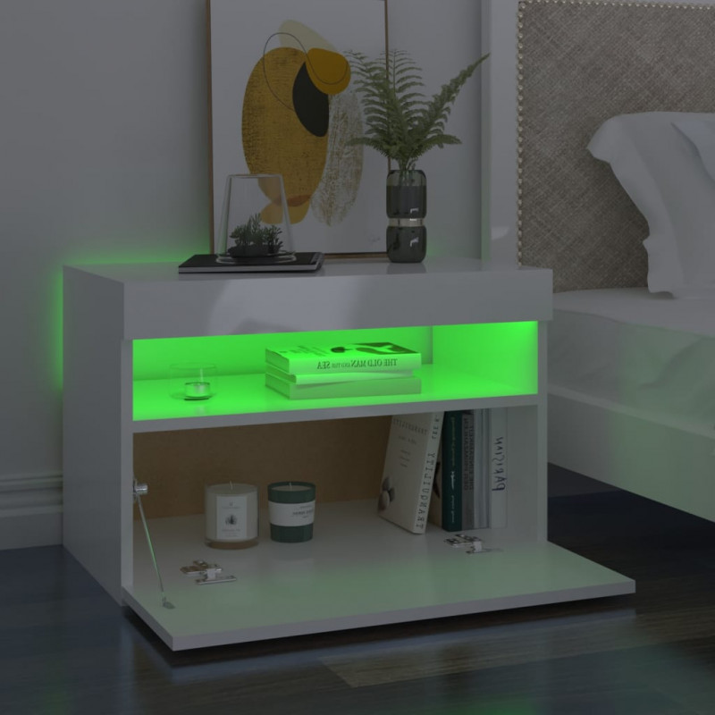 Szafki TV z LED, 2 szt., wysoki połysk, białe, 60x35x40 cm