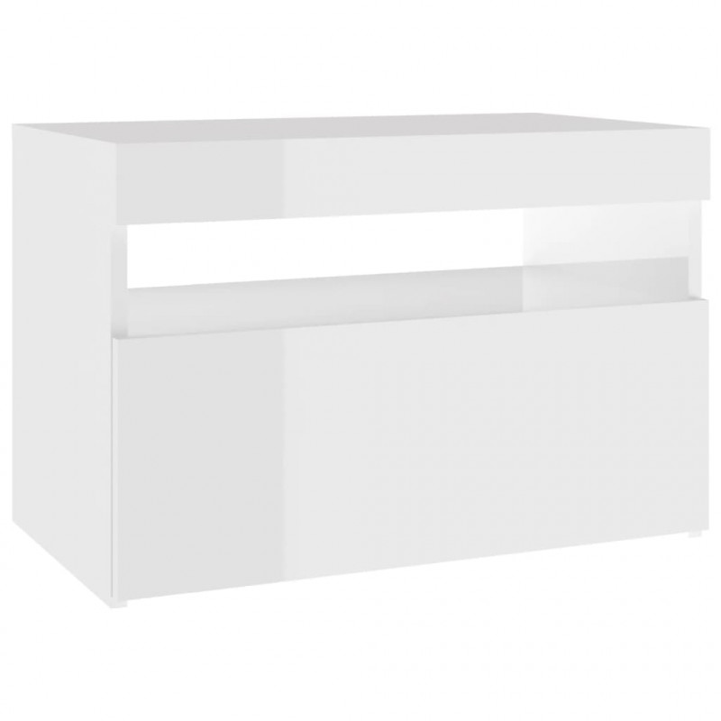 Szafki TV z LED, 2 szt., wysoki połysk, białe, 60x35x40 cm