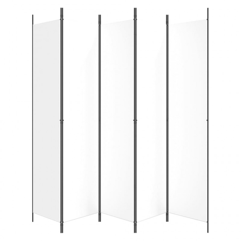 Parawan 5-panelowy, biały, 250x220 cm, tkanina