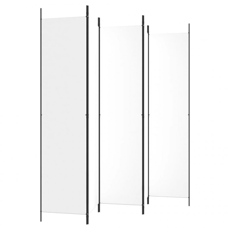 Parawan 5-panelowy, biały, 250x220 cm, tkanina