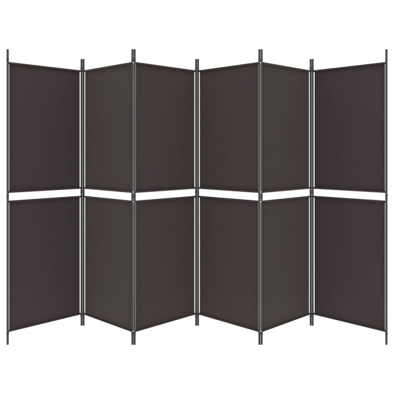 Parawan 6-panelowy, brązowy, 300 x 180 cm, tkanina