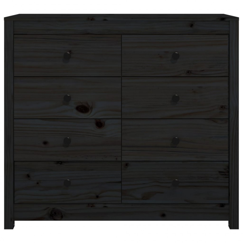 Komoda, czarna, 100x40x90 cm, lite drewno sosnowe