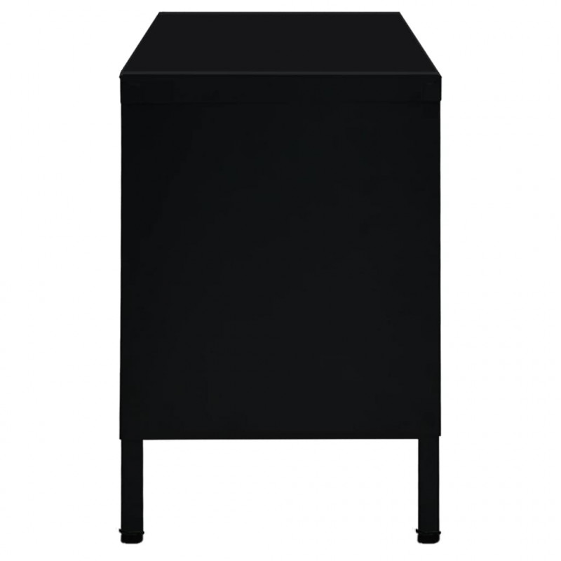 Szafka pod telewizor, czarna, 90x30x44 cm, stal i szkło