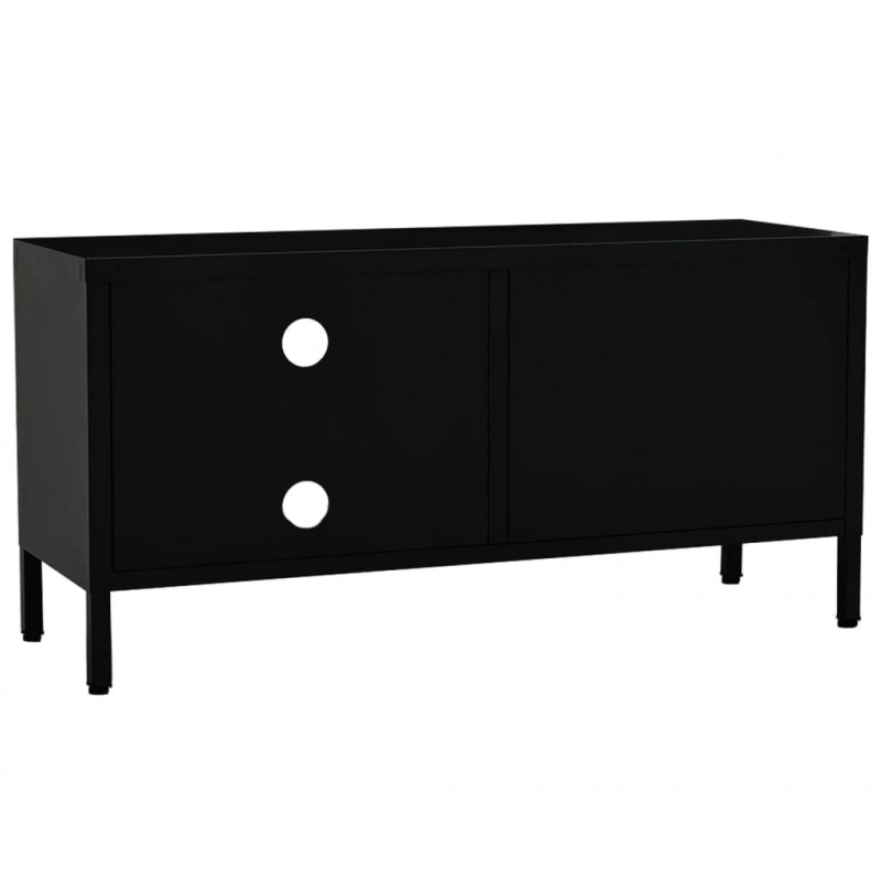 Szafka pod telewizor, czarna, 90x30x44 cm, stal i szkło
