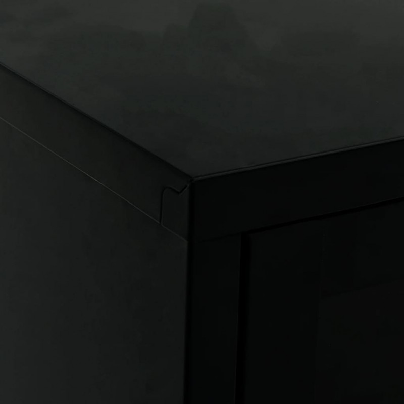 Szafka pod telewizor, czarna, 90x30x44 cm, stal i szkło