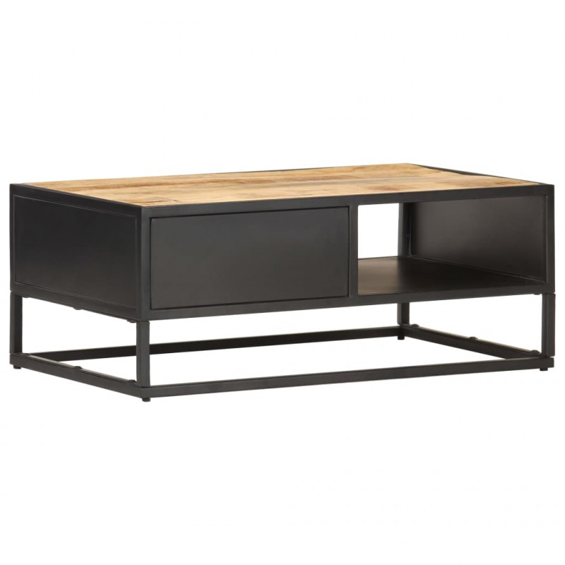 Stolik kawowy z drzwiczkami, 90x55x36 cm, surowe drewno mango