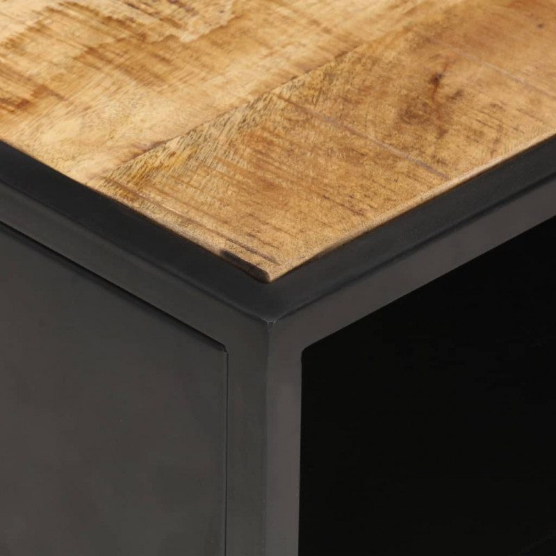 Stolik kawowy z drzwiczkami, 90x55x36 cm, surowe drewno mango