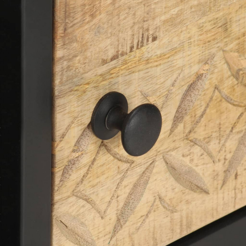 Stolik kawowy z drzwiczkami, 90x55x36 cm, surowe drewno mango