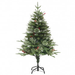 Sztuczna choinka z lampkami i szyszkami, zielona 120 cm, PVC/PE
