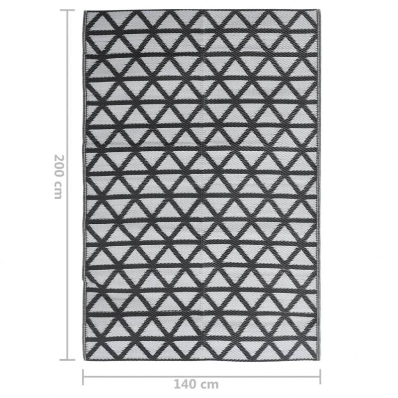 Dywan zewnętrzny, czarny, 140 x 200 cm, PP