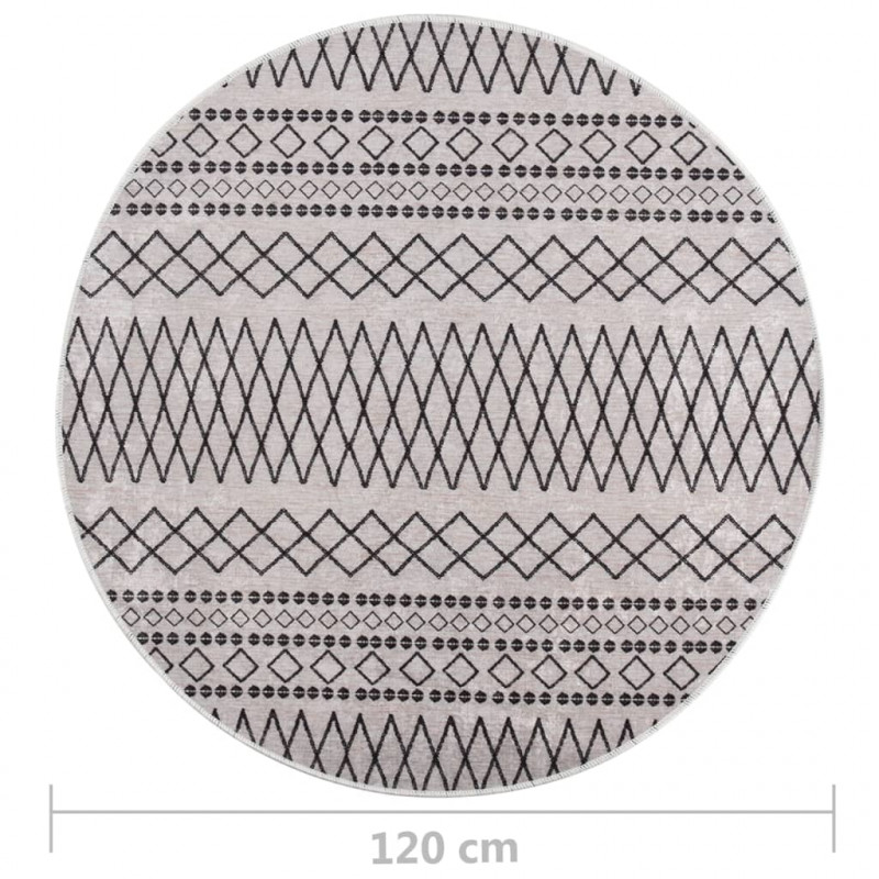 Dywan z możliwością prania, 120 cm, czarno-biały