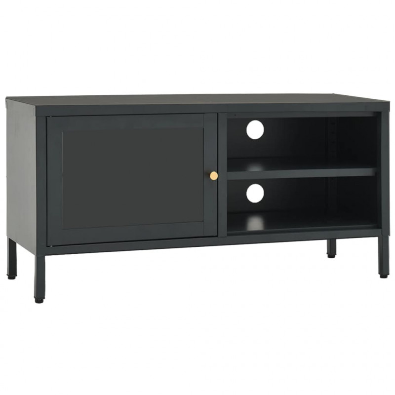 Szafka pod telewizor, antracytowa, 90x30x44 cm, stal i szkło