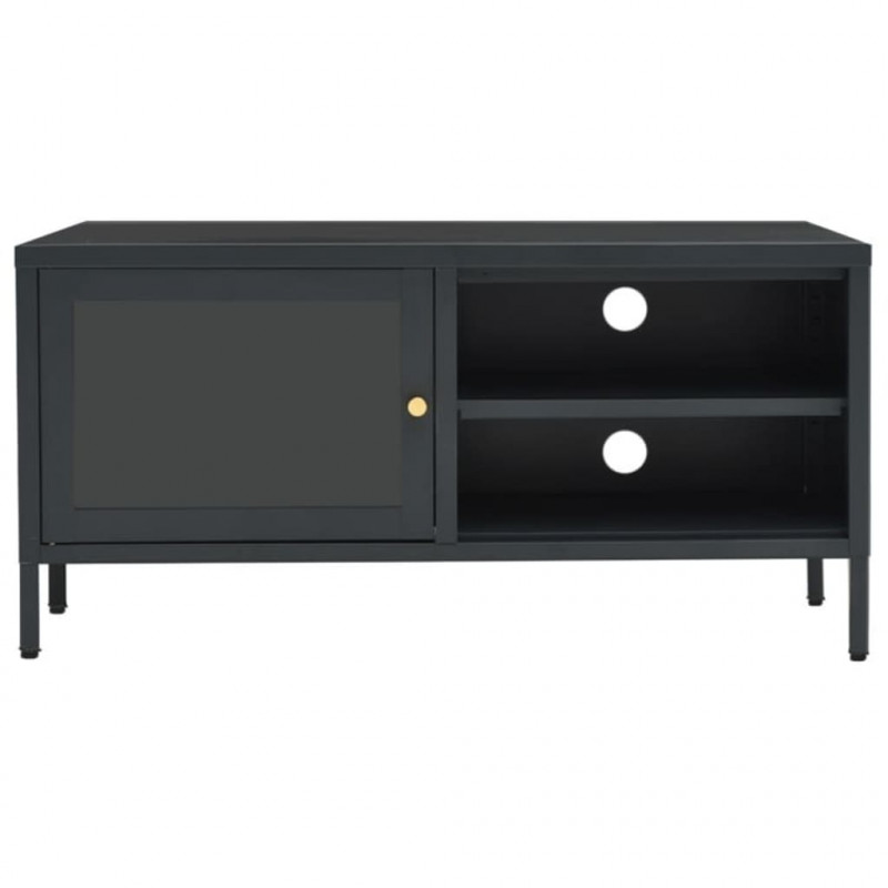 Szafka pod telewizor, antracytowa, 90x30x44 cm, stal i szkło
